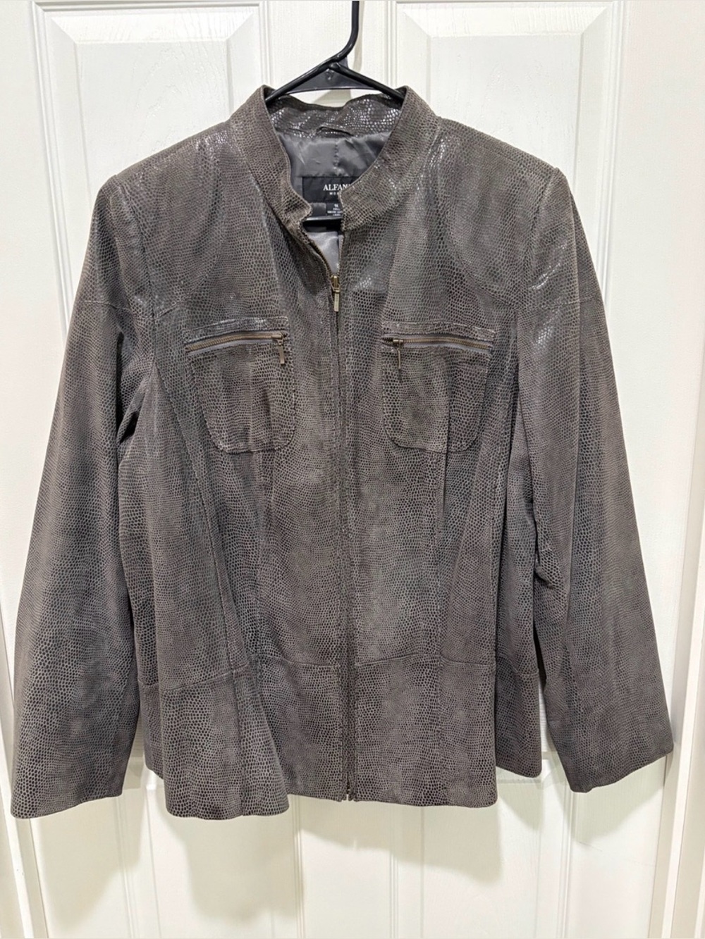 Alfani Women's Gray Suede Zip-Front Jacket